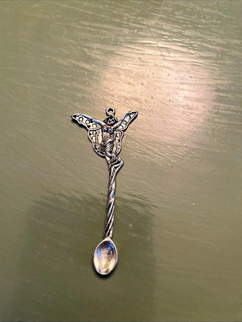 Silver-Tone Ornate Spoon Pendant